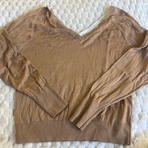 Zara V-neck Semi Crop Camel Knit Light Sweater 160 - Picture 5 of 5